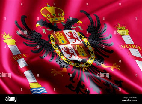 Toledo 3D Waving And Closeup Flag Illustration With Reflections Usable