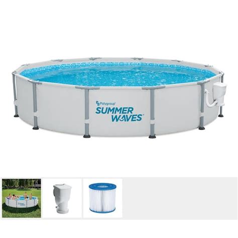 Summer Waves Elite Ft Round In Metal Frame Above Ground Pool