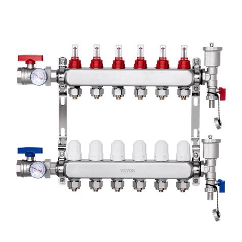Vevor 6 Branch Radiant Heat Manifold 12 Pex Tubing Floor Heating