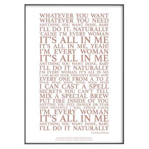 I M Every Woman Song Lyrics Print Official Licensed Etsy UK