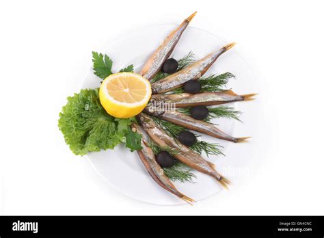 Kipper Fish On Composition With Vegetables Stock Photo Alamy