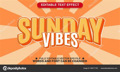 Editable Text Effect Sunday Vibes Cartoon Template Style Vector Stock ...