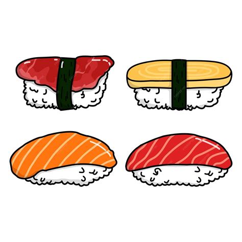 Premium Vector Set Of Japanese Sushi Vector Illustration