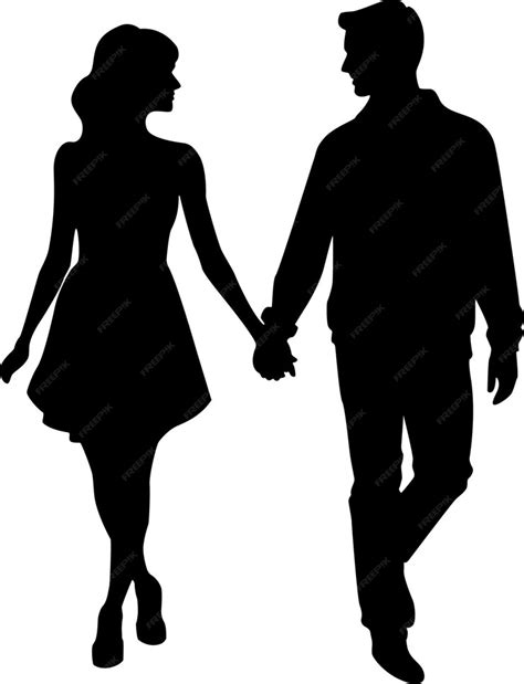 Premium Vector Silhouettes Of Young Modern Man And Woman Standing And