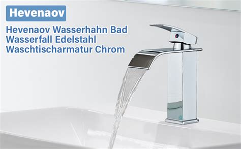 Wasserhahn Bad Wasserfall Waschtischarmatur Chrom Hevenaov