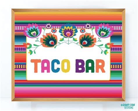 Taco Bar Sign Fiesta Taco Bar Sign Fiesta Theme Signs Fiesta Signs Taco Bar Printable Tacos