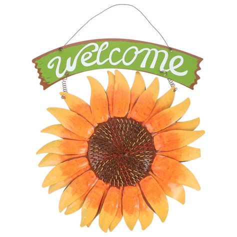 Vintage Metal Sunflower Welcome Sign Front Door Decor Hanging Outdoor