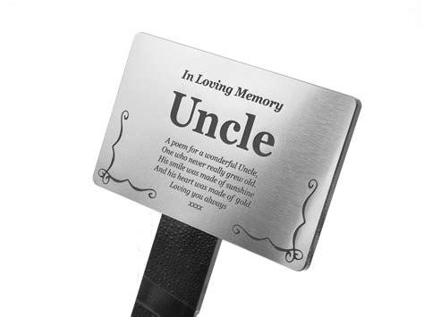 In Loving Memory Uncle Engraved Memorial Stake With Poem Etsy