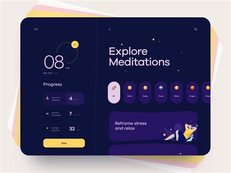 meditation desktop app app design meditation apps web design