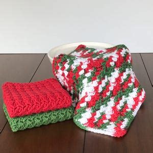 Christmas Kitchen Towels Crochet Dishcloth Set Christmas Dishtowels ...