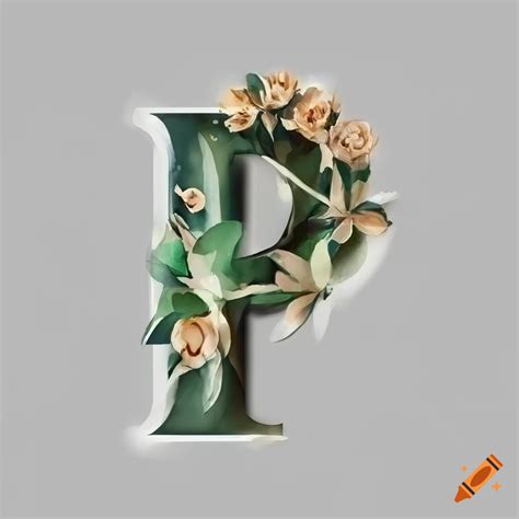 Elegant Watercolor Letter P With Floral Design