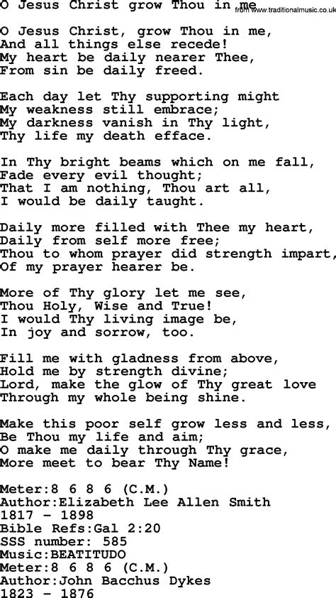 Sacred Songs And Solos Completewords Version Song O Jesus Christ Grow Thou In Me Lyrics