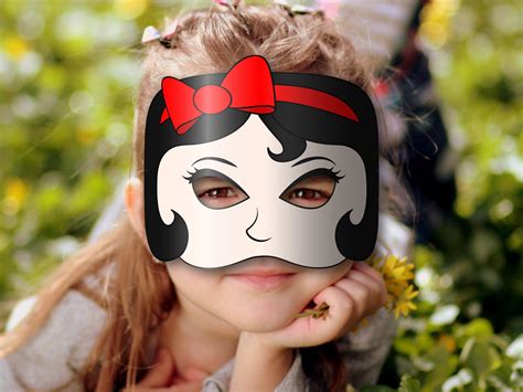 Snow White Mask Printable, Paper DIY for Kids and Adults. PDF Template
