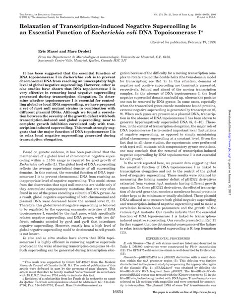 Pdf Relaxation Of Transcription Induced Negative Supercoiling Is An