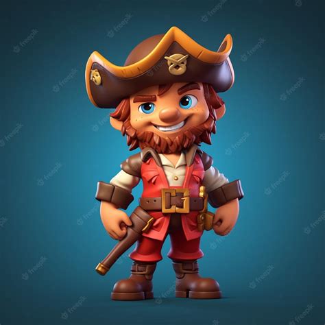 Premium Photo A Cartoon Pirate Character With A Hat And A Gun