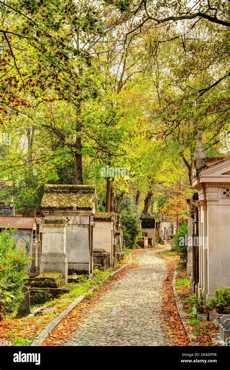 Paris, France - November 2022 : Pere Lachaise Cemetery in Autumn, HDR ...