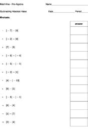 Adding And Subtracting Absolute Value Worksheet