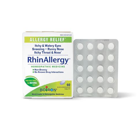 Boiron Rhinallergy Tablets Allergy Relief Sneezing Runny Nose Itchy