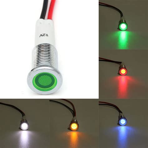 Metal 10mm LED Panel Dash Directional Light Indicator Lamp Warning ...