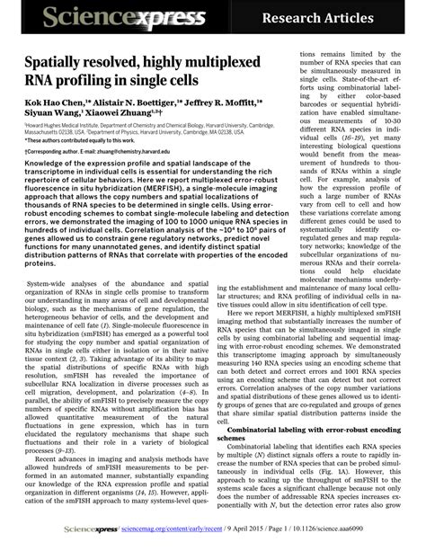 PDF RNA Imaging Spatially Resolved Highly Multiplexed RNA Profiling