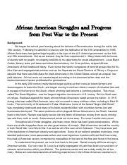 African American Struggles And Progress From Post War To The Present