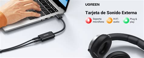 Ugreen Tarjeta De Sonido Usb Externa Soporta Auriculares Y Micr Fono