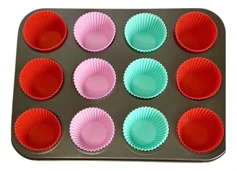 Kit Forma Cupcake 12 Forminhas De Silicone Coloridas Parcelamento