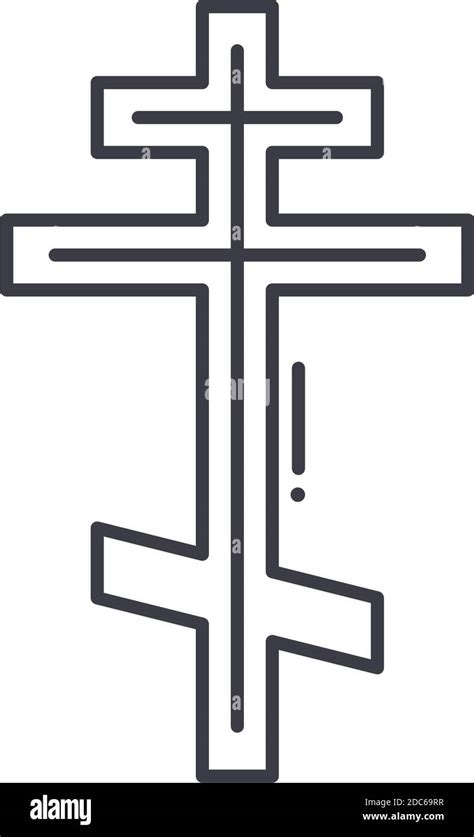 Crucifix Icon Linear Isolated Illustration Thin Line Vector Web