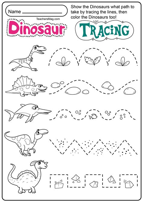 Dinosaur Tracing Free Printable Tracing Is A Great Activity For Kids