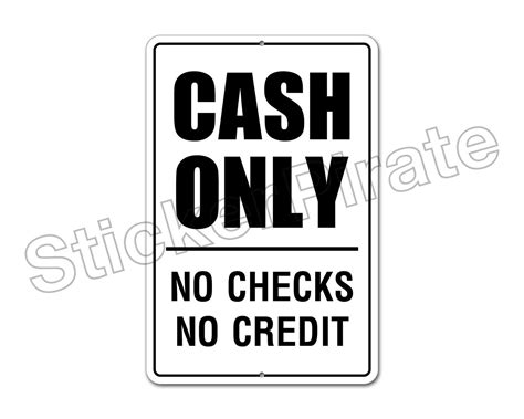 Aluminum Cash Only No Checks No Credit 8 X 12 Funny Metal Novelty