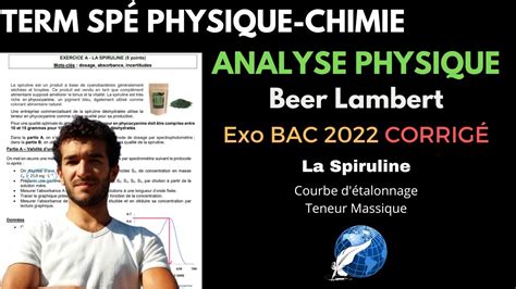 TERM SPÉ SPC ANALYSE PHYSIQUE SOLUTION BEER LAMBERT EXO BAC 2022