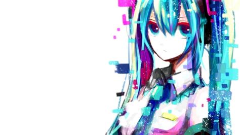 Hatsune Miku Hatsune Miku Append Anime Girls Anime Simple Background Blue Hair White