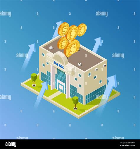 Financial Business Banking Vector Concept Isometric 3d Bank Building