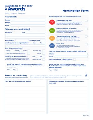 Fillable Online Award Nomination Form Template Free Word Pdf