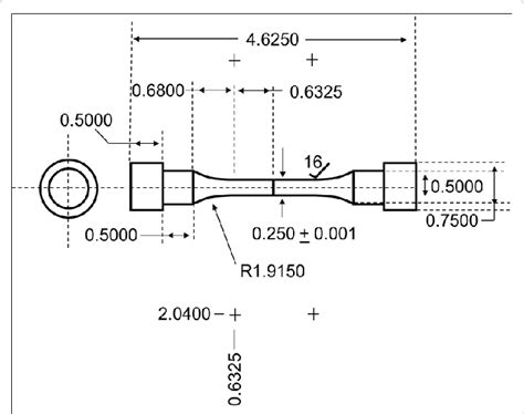 Tensile Sample Dimensions All Units In Inches Download Scientific Diagram