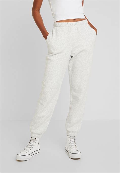 Gina Tricot Basic Spodnie Treningowe Light Grey Melange Jasnoszary