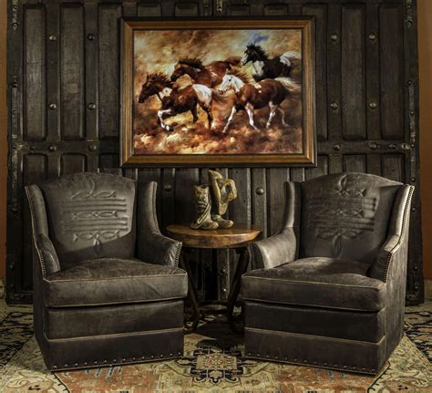 This Fine Piece Of Upscale Western Furniture Includes Beautiful Pressed Detailing In The Leather