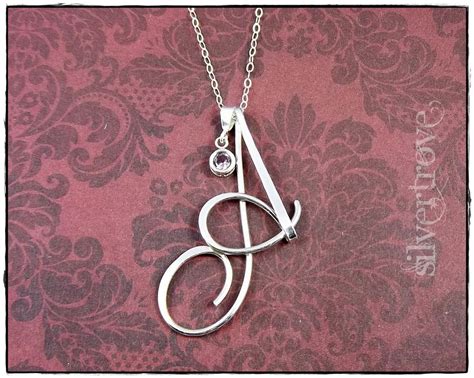 Cursive Initial Necklace Personalized Sterling Silver Initial Necklace