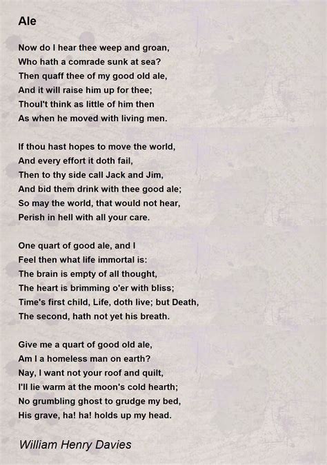 Ale Ale Poem By William Henry Davies