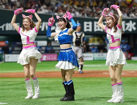 ＜ソ・日12＞ペイペイドームでよかよかダンスを踊るハニーズとファイターズガール（撮影・岡田 丈靖） ― スポニチ Sponichi Annex 野球