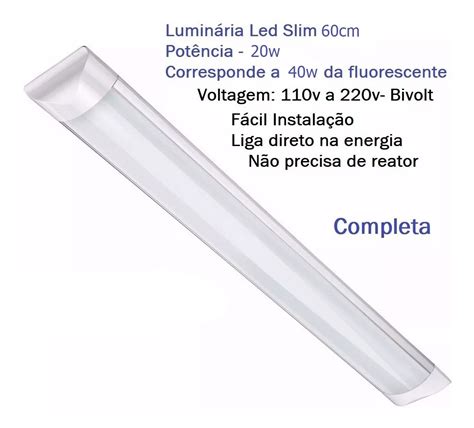 Kit Lumin Ria Led Tubular Sobrepor K Linear Cm W