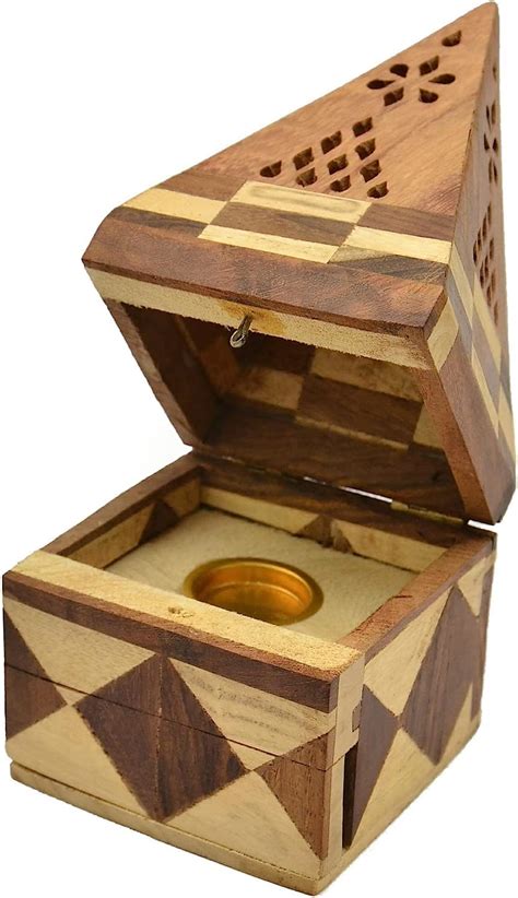 Amazon Sheesham Wood Pyramid Incense Cone Burner Box Home Kitchen