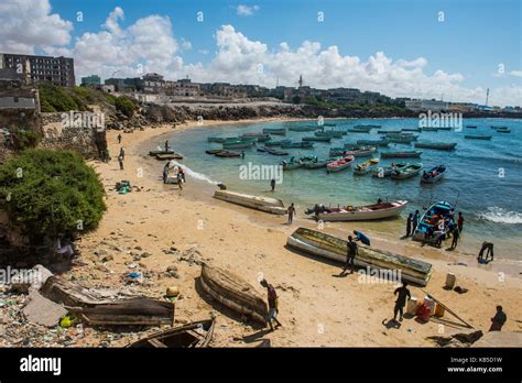 View Over The Old Italian Harbour Of Mogadishu Somalia Africa Stock