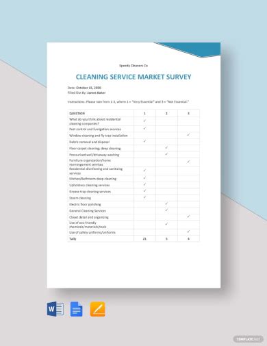 Cleaning Service Survey 16 Examples Format Word Pdf