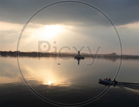 Image Of Gauthama Buddha Statue In Hussain Sagar Lake At Tank Bund With