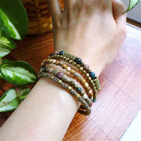 Boho Gypsy Bracelet Wrap Around Bracelet Beaded Memory Wire Etsy