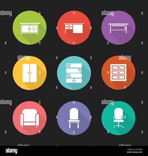 Furniture Flat Design Icons Set Stock Vector Image Art Alamy