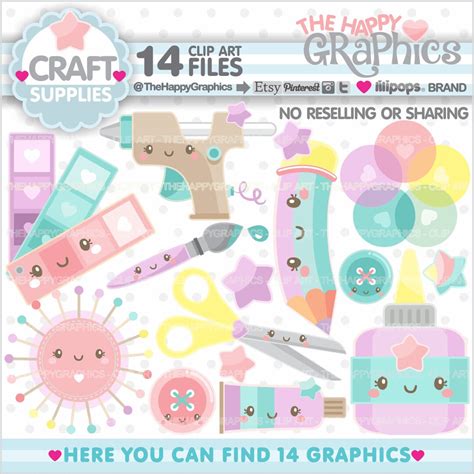 Craft Supplies Clipart, Craft Clipart, Craft Element Clipart ...