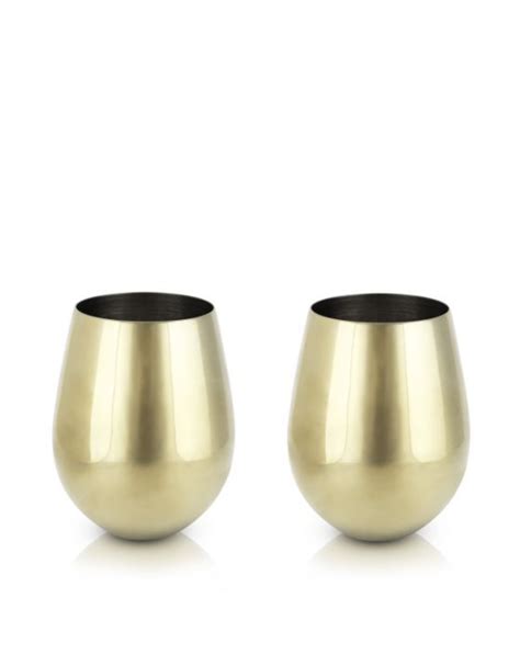 Gold Stemless Wine Glasses By Viski® Set Of 2 Deferrari Home