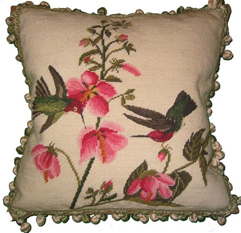 Hummingbirds Feeding Needlepoint Pillow Village House Pillows